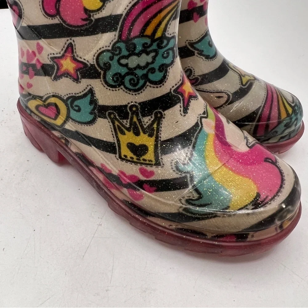 Members Mark's Girl Unicorn Light Up Rain Boots Sz 7/8